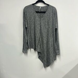 S-twelve Gray V-Neck Asymmetrical Hem Top